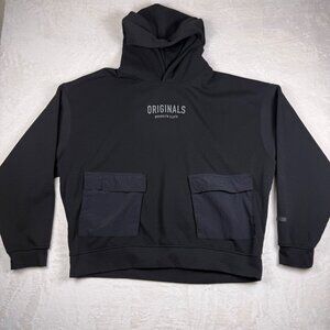 Originals Nylon Cargo Pocket Hoodie Black Mens XL Streetwear Oversized